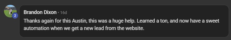 Brandon Dixon – huge help, sweet automation from the website