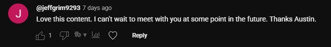 YouTube comment from an operator